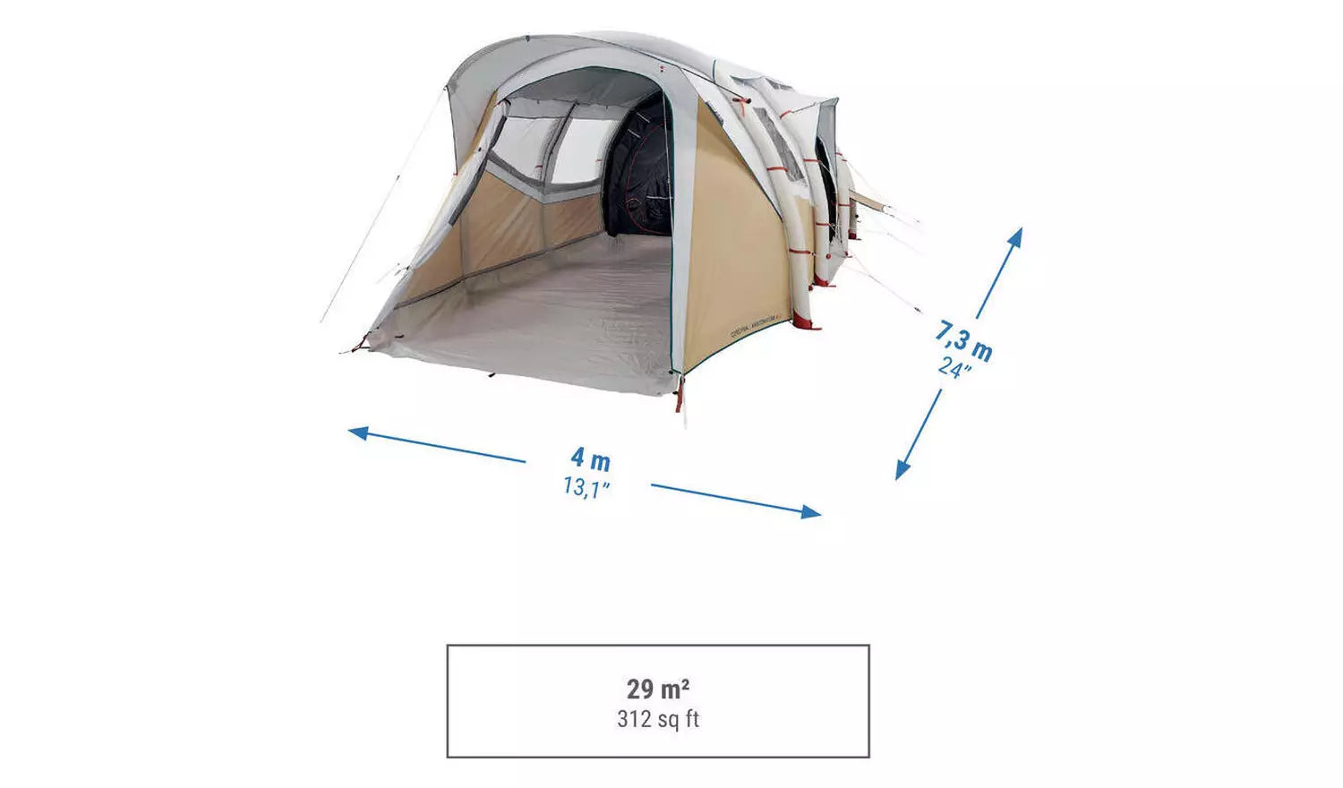 6 People - 3 Rooms Inflatable Camping Tent 6.3 F&B