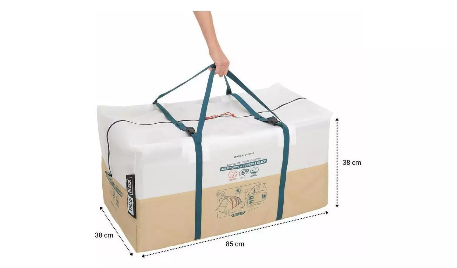 6 People - 3 Rooms Inflatable Camping Tent 6.3 F&B